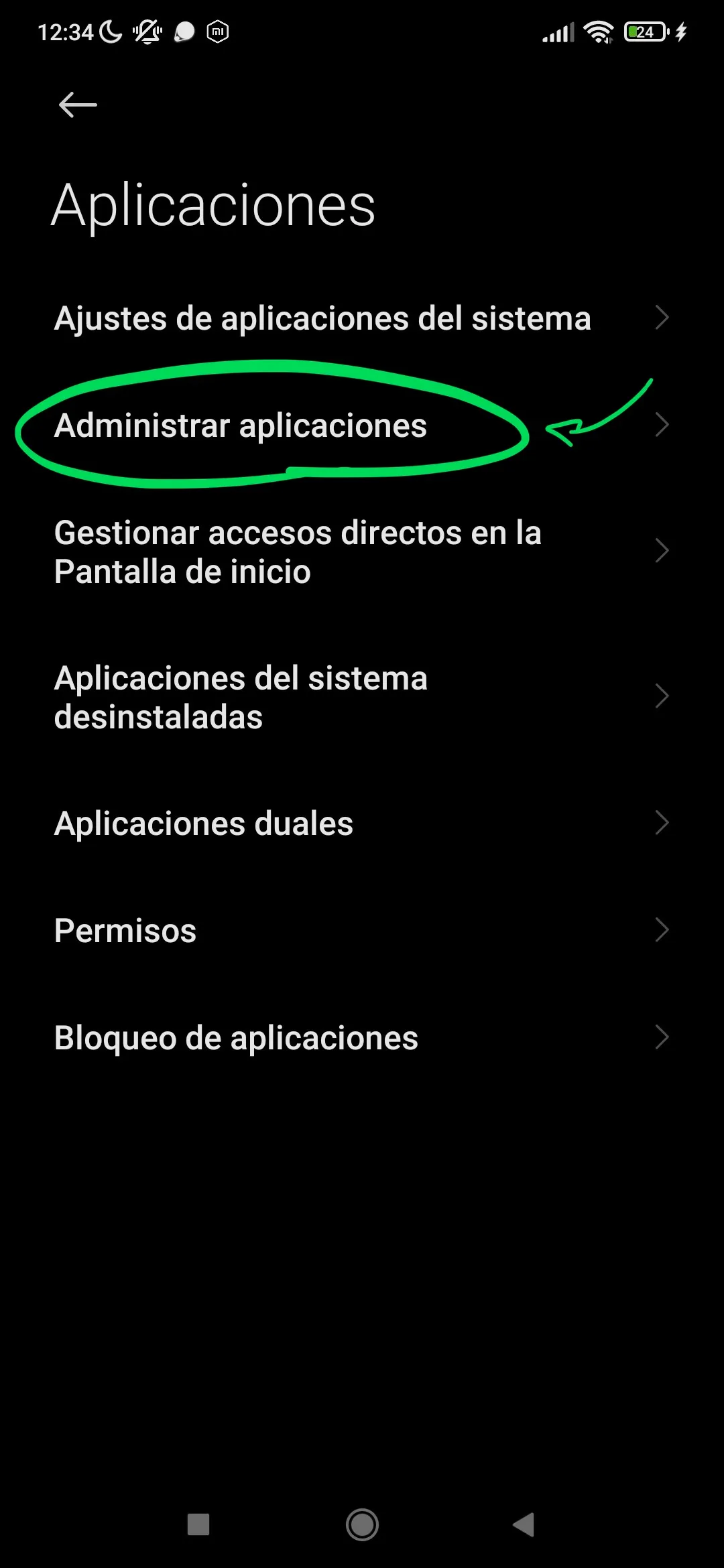 Paso 3: Busca Administrar Aplicaciones.